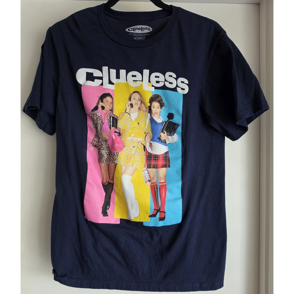 Clueless Women's T-Shirt Small Navy Short Sleeve 100% Cotton Casual
